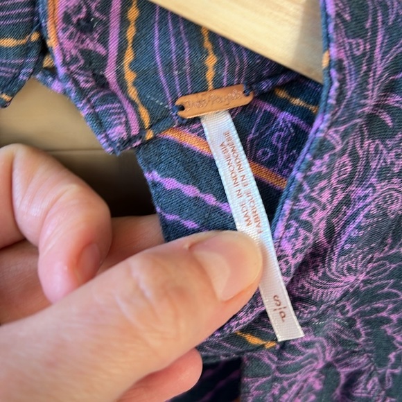 Free People Boho Indy Floral Cutout Choker Tunic Top sz S - Picture 4 of 11